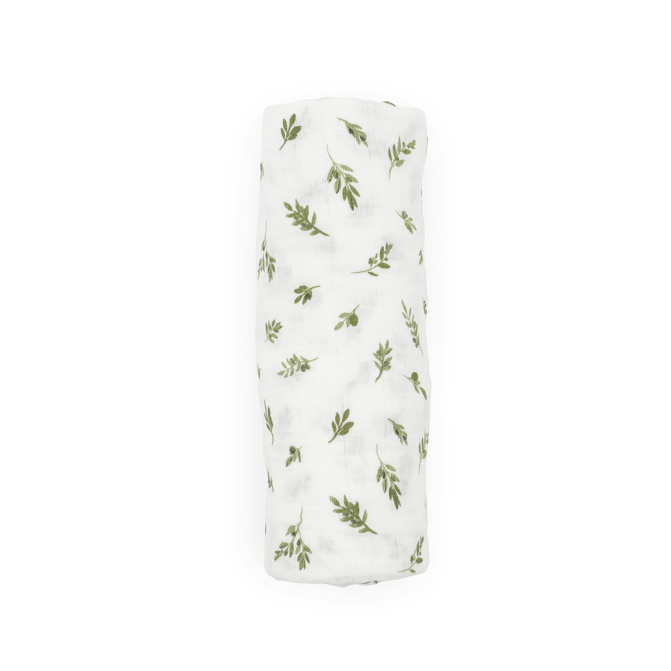 Organic Cotton Muslin Swaddle Blanket - Olive Branch