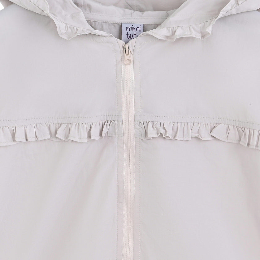 White Light Jacket with Ruffle Hood