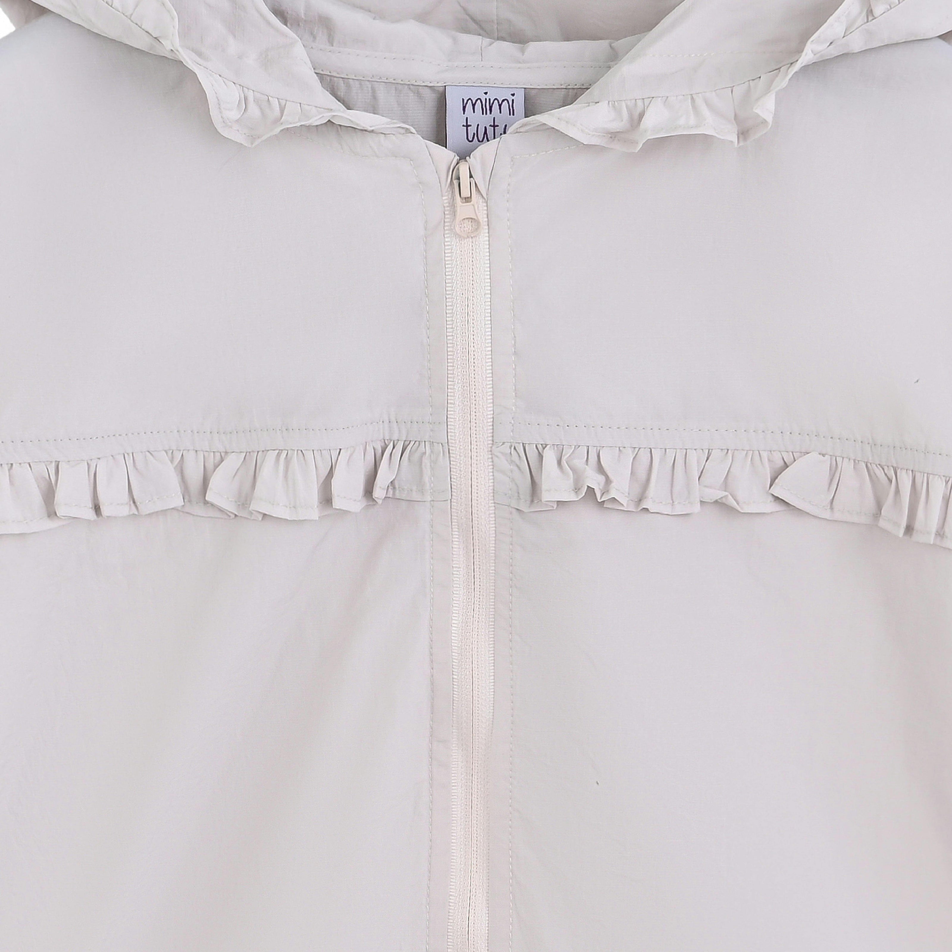 White Light Jacket with Ruffle Hood