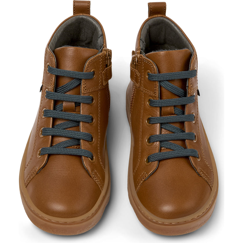 Kids Kiddo Zipped Lace-Up Ankle Boots, Brown