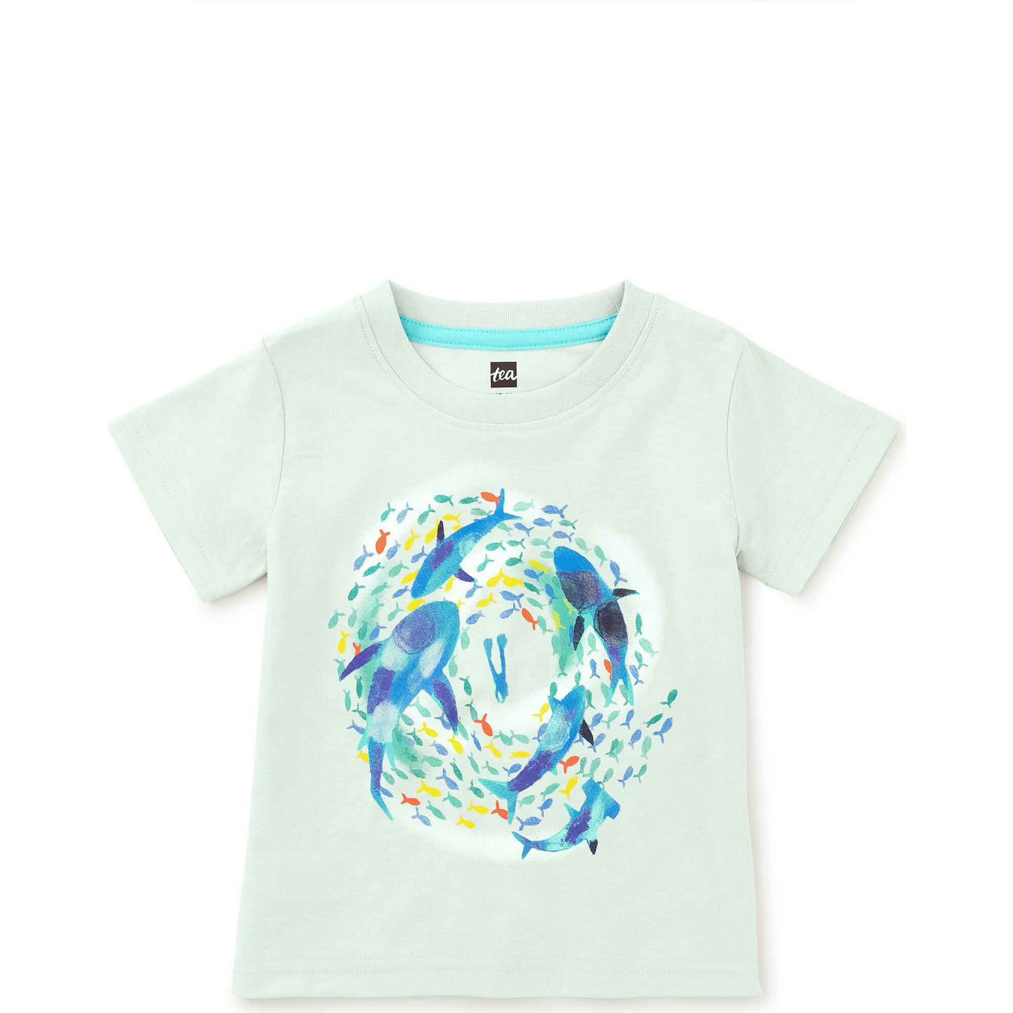 Sharks & Diver Graphic Tee, Green
