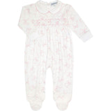 Charming Bows Print Smocked Footie