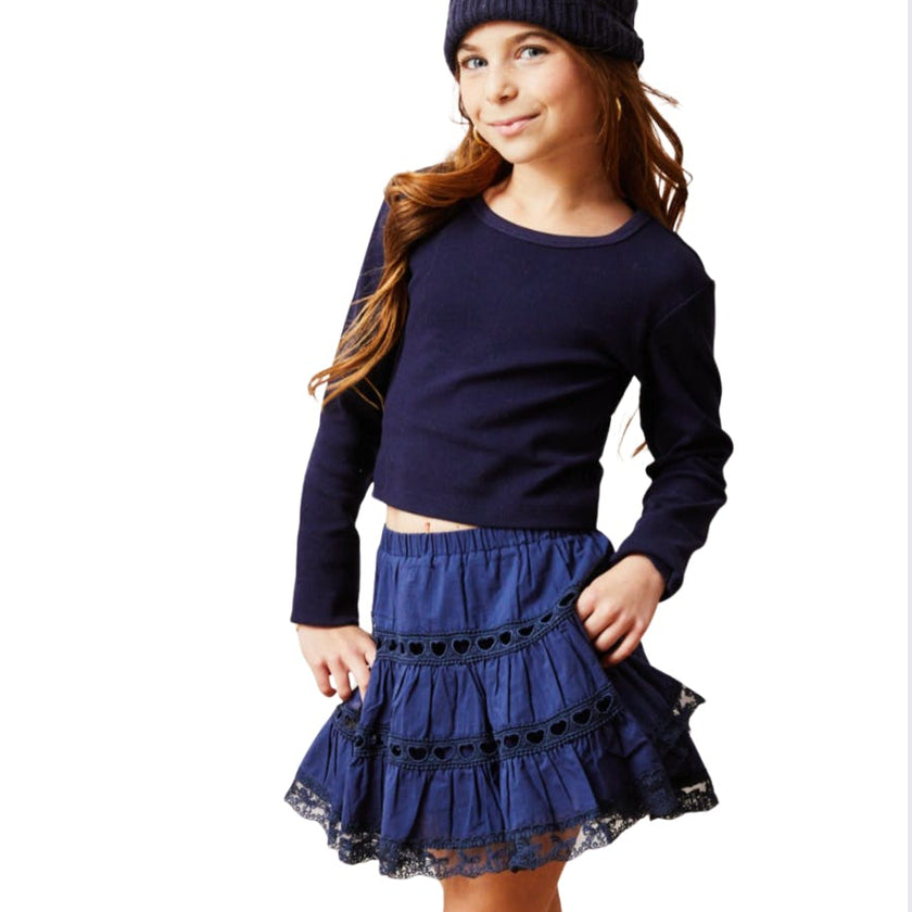 Sofia Heart Bow Lace Mini - Navy