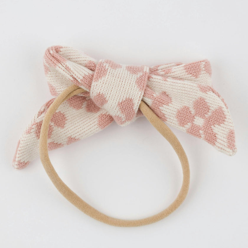 Mod Flowers Tie Bow Nylon Headband