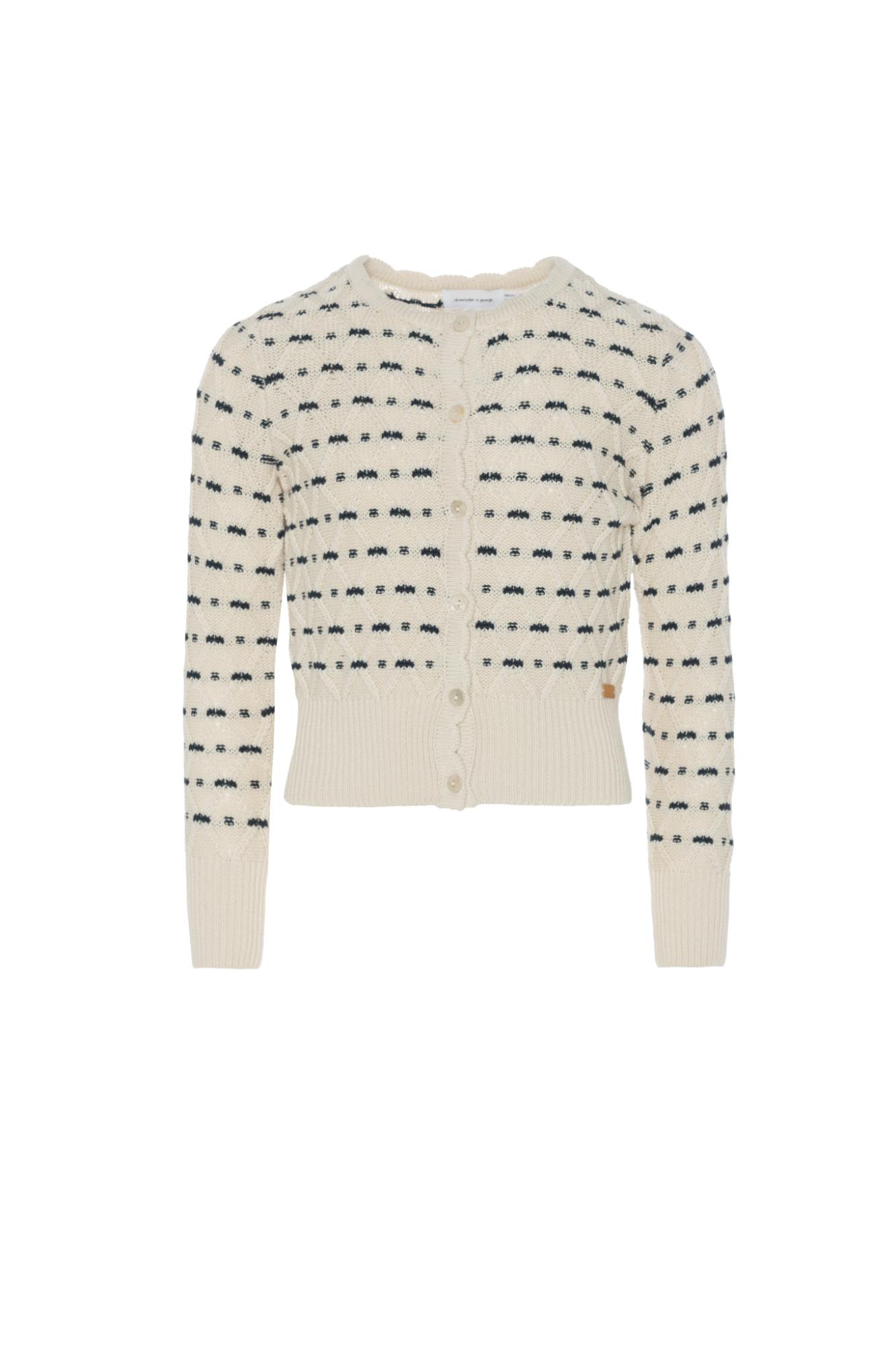 Stripe Floral Cardigan Ink