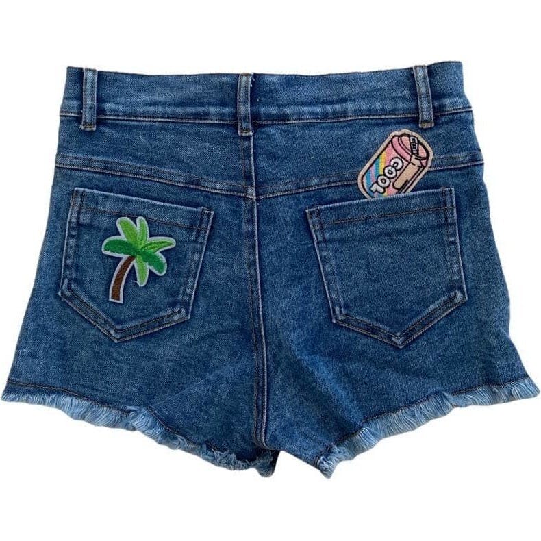 Rainbow Buttons Denim Shorts