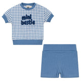 Checkered Mini Bestie Ribbed Elastic Waist Shorts and Top Two Piece Set