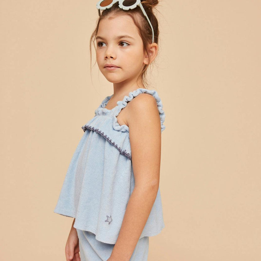 Light Blue Terry Cotton Girl Top
