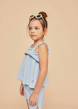 Light Blue Terry Cotton Girl Top