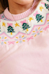 Melody Sweater in Marzipan Pink Fair Isle
