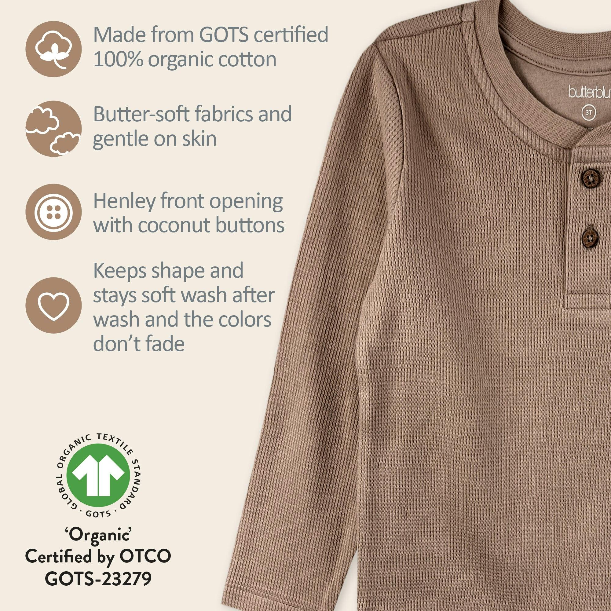 PAYTON 5-Pack Toddler Long Sleeve Thermal Henley Shirts