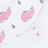 Bubbly Whale with Bow  Pink - Wide Brim Sun Hat
