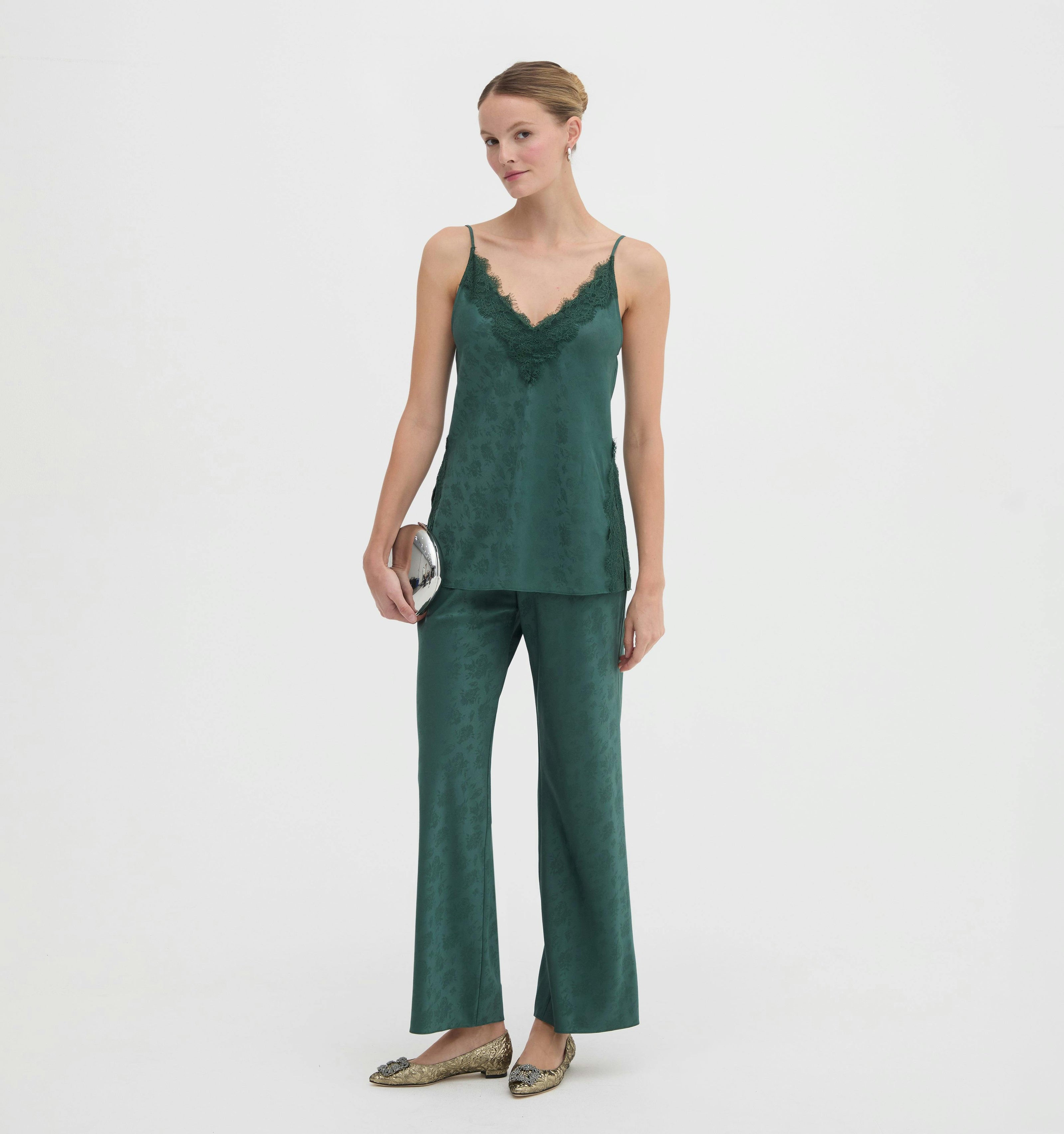 The Sylvane Top - Jadeite Floral Jacquard