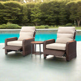 Teamson Home Outdoor Seating  Wicker Frame & Wood Armrests Recliner Set in Warm Brown