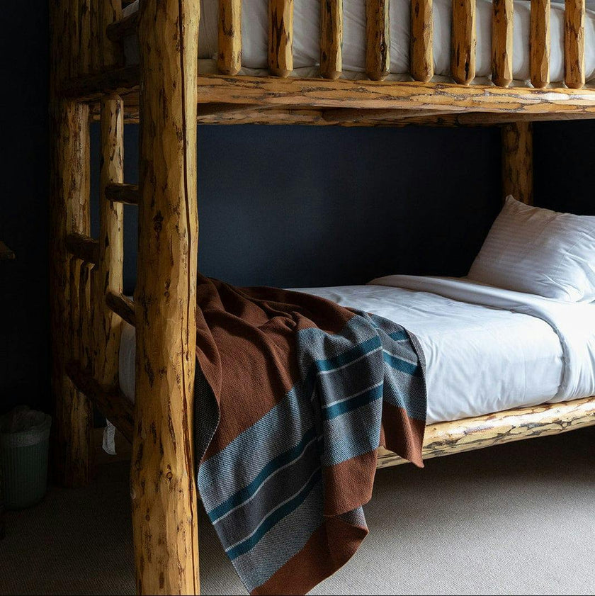Cotton Sustainable Knit Throw Blanket | Lodge Stripe