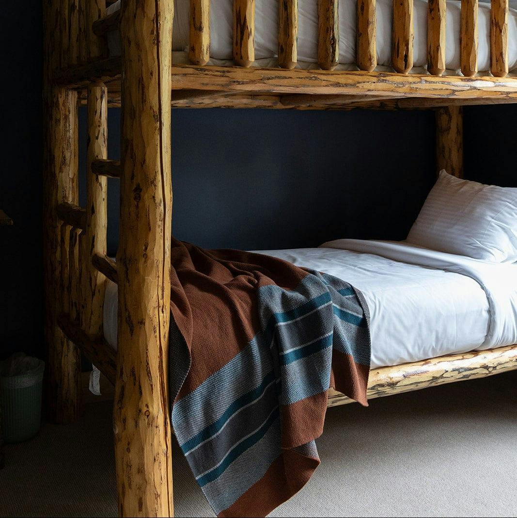 Cotton Sustainable Knit Throw Blanket | Lodge Stripe