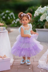 Lilac Dream Tiered Tulle Birthday Dress for Girls