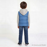 Hooded Puffer Vest Jacket | Heather Blue