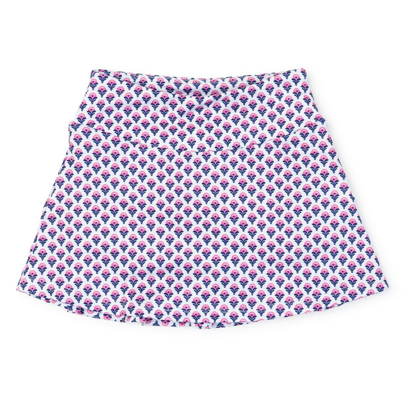 Margot Girls' Performance Skirt by LH Sport - Boho Flora Hot Pink Navy