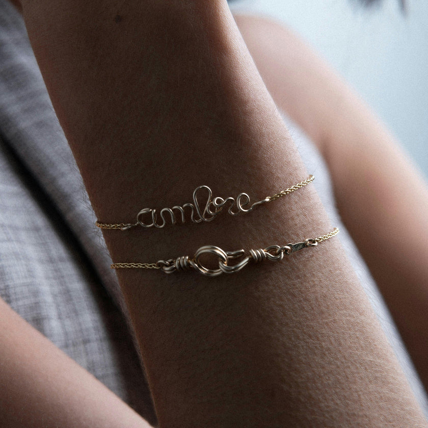 Women's Personalized Rope Chain Bracelet, 14k yellow gold-filled