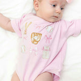Baseball Cutie Short Sleeve Romper - Ballet