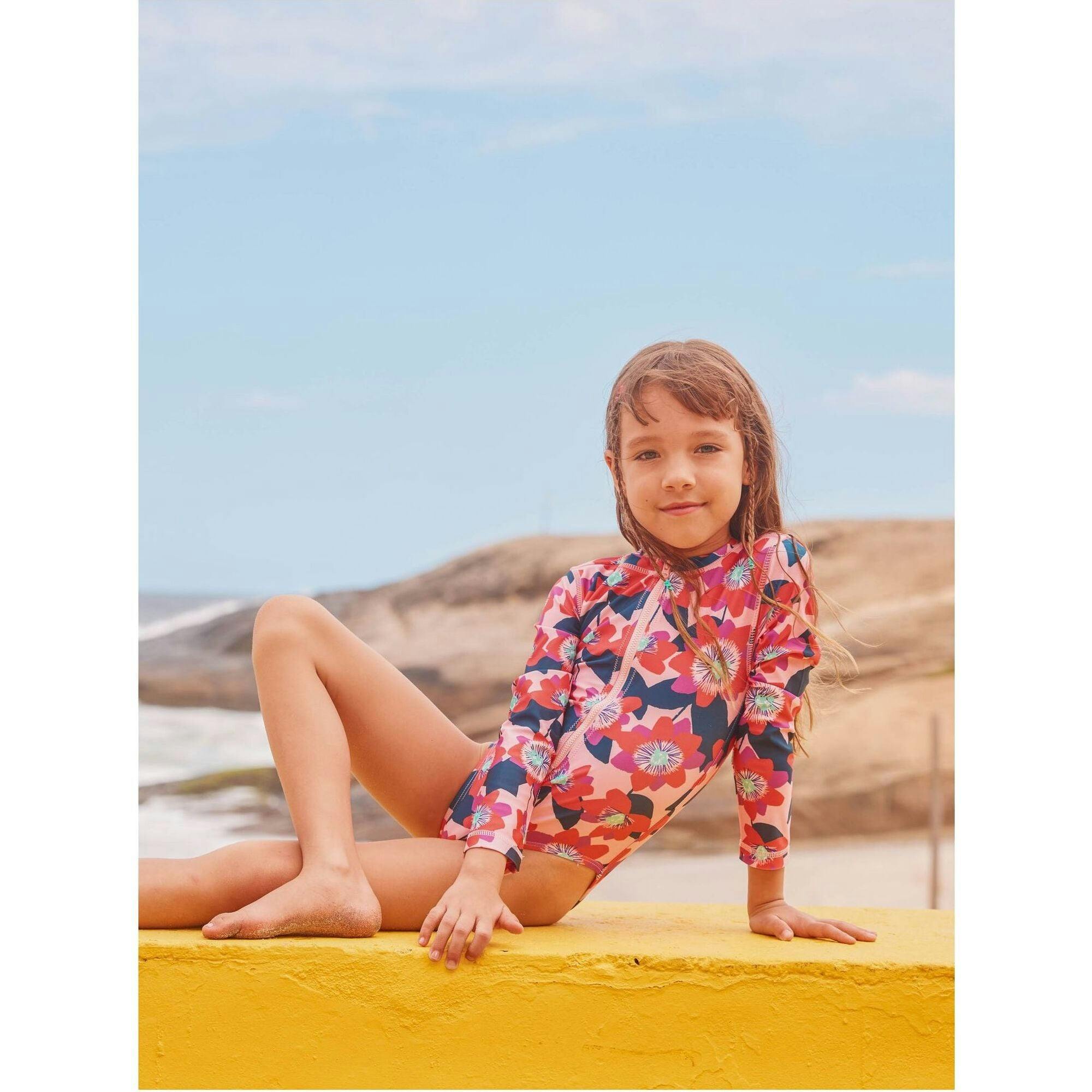 Long Sleeve One-Piece Swimsuit, Pink
