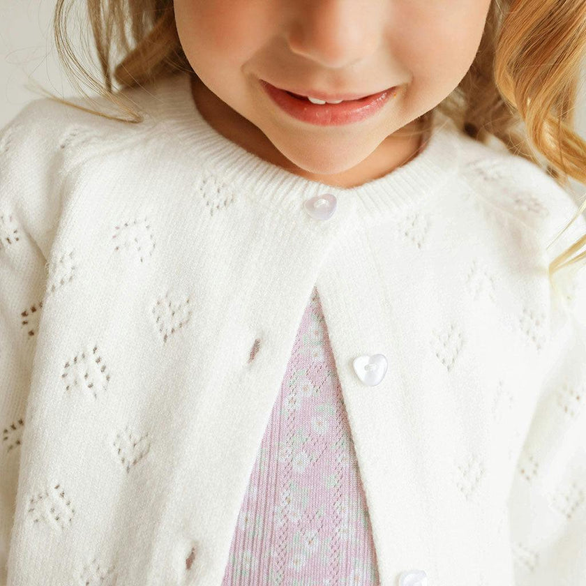 Coconut Pointelle Cardigan