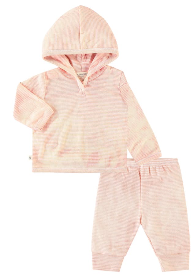 Stripe Marble Rib Hoodie and Legging Set