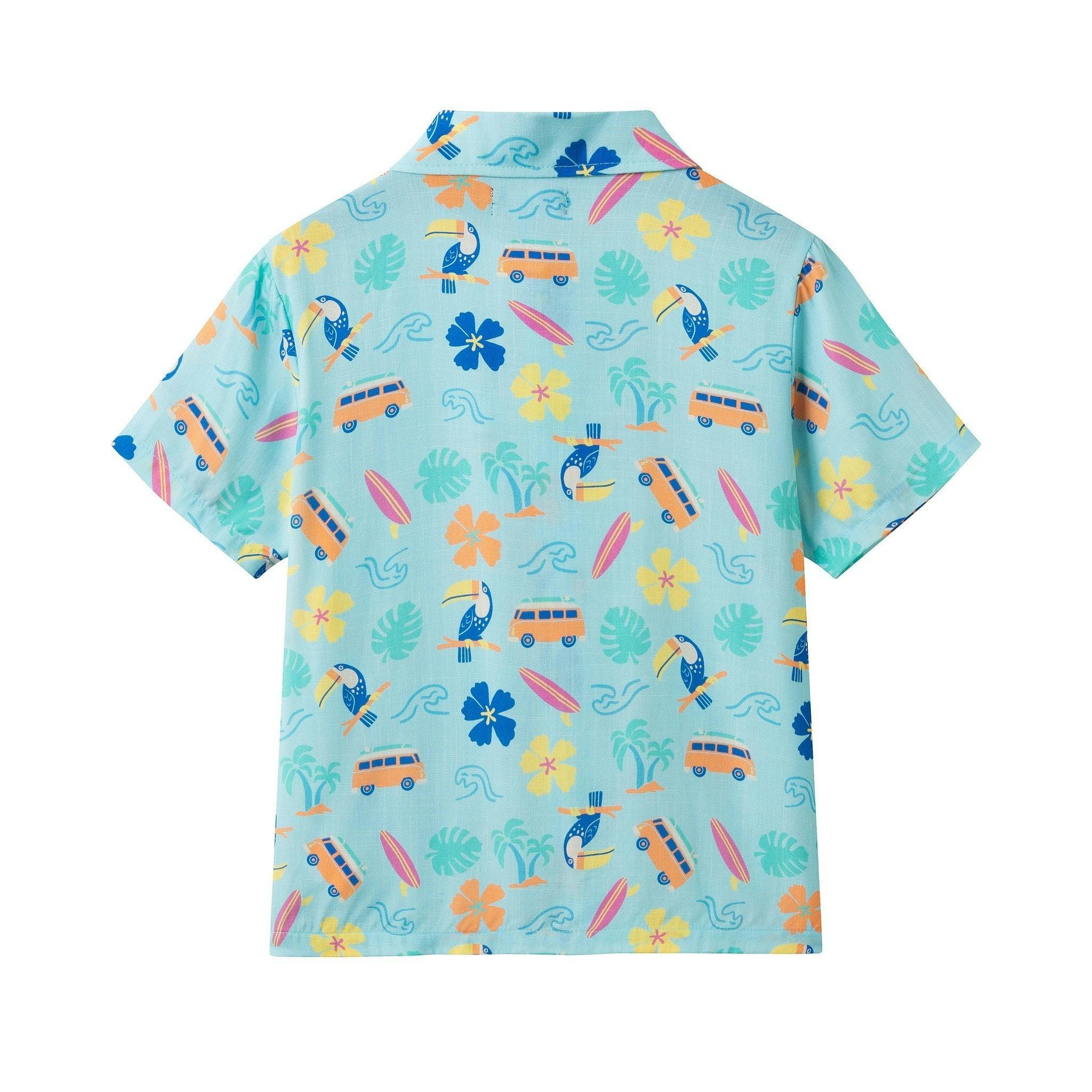 Boys Synthetic Viscose Matching Set | Aqua beach
