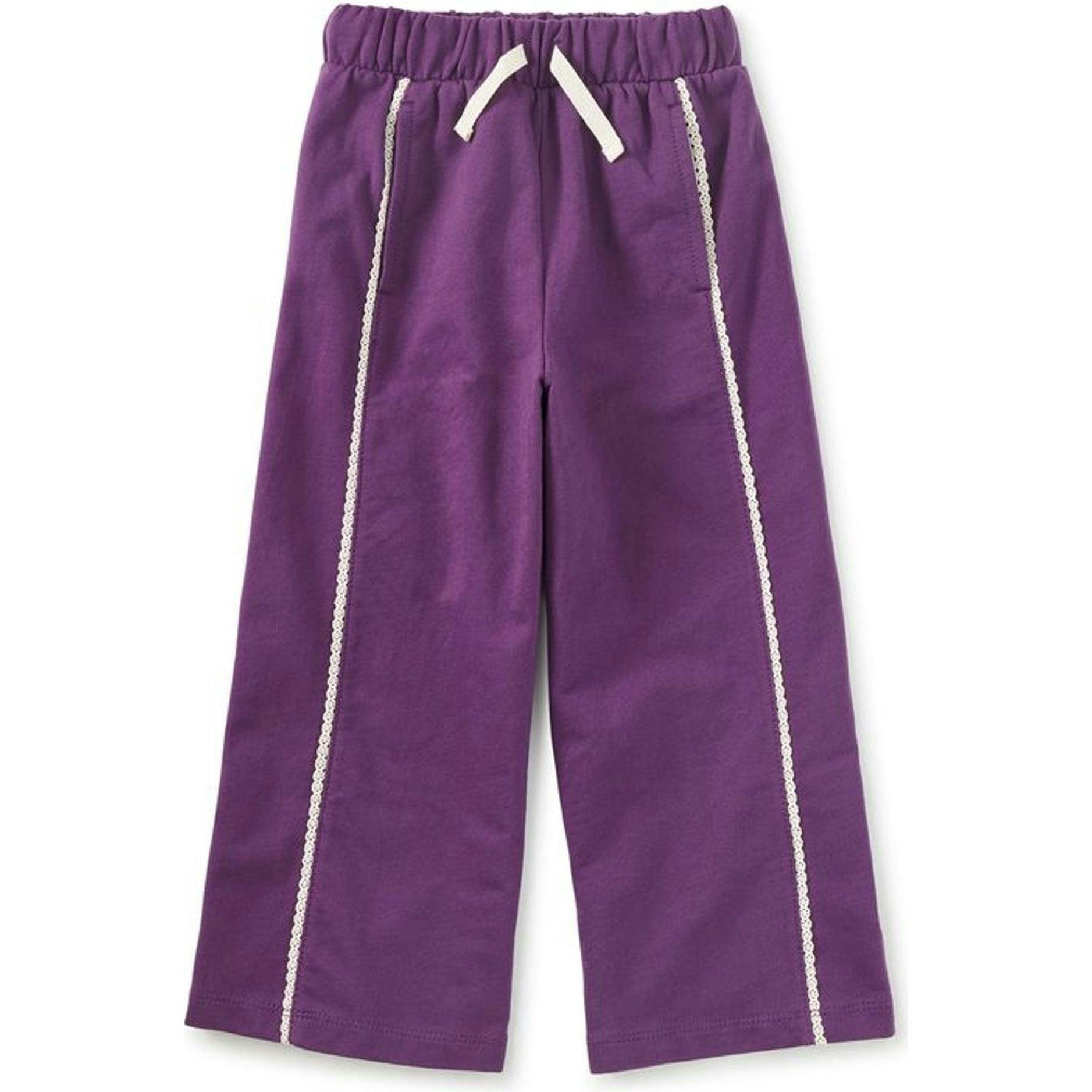 Lace Trim Track Pants, Purple