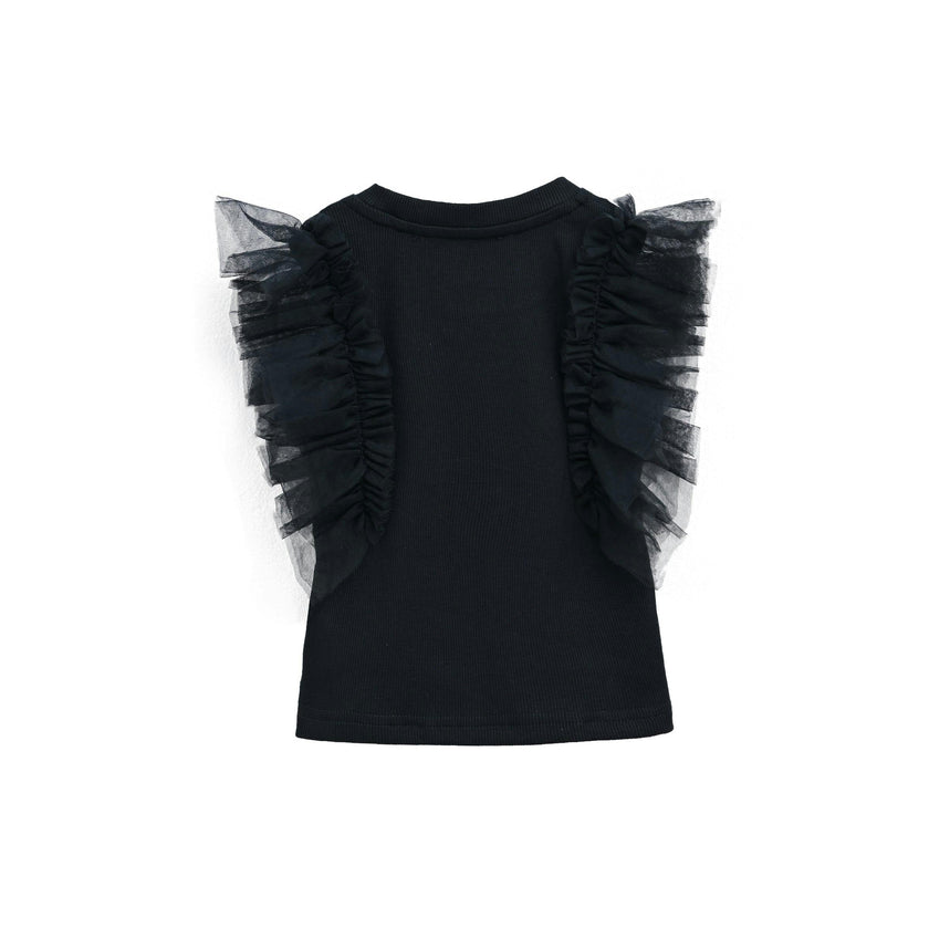 Black Tulle Frill T-Shirt