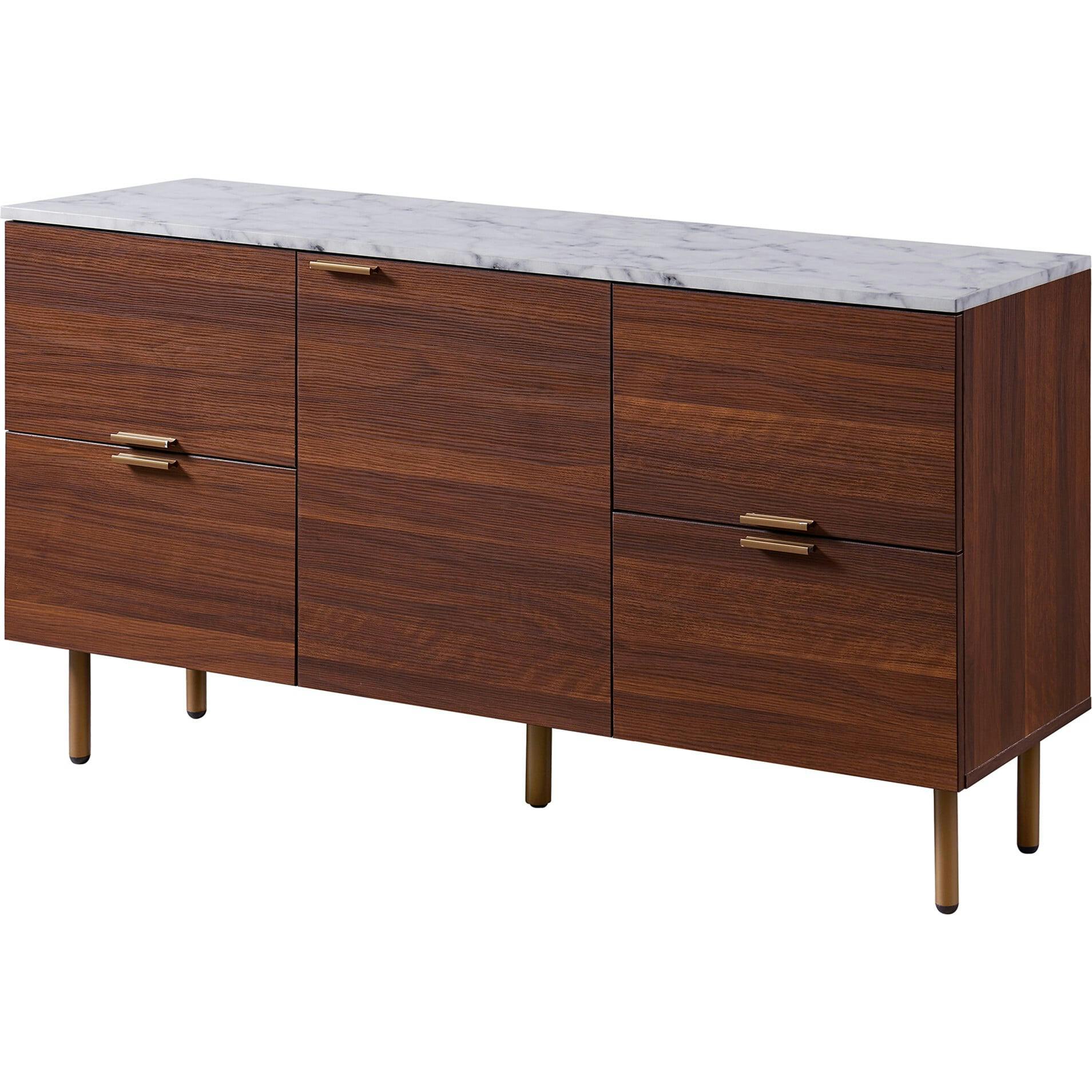 Ashton Wooden Sideboard Storage Cabinet with Faux Marble Top