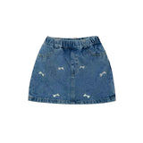 Girls' Denim Bow Skort in Medium Wash