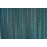 Skinny Stripe Shag Floor Mat, Turquoise