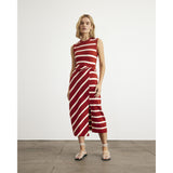 Sleeveless Striped Cody Dress, Red