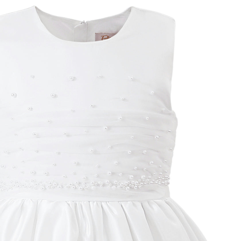 White Sylvarra Sleeveless Formal Dress with Headband