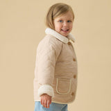 Reversible Recycled Borg Jacket - Taupe & Ecru