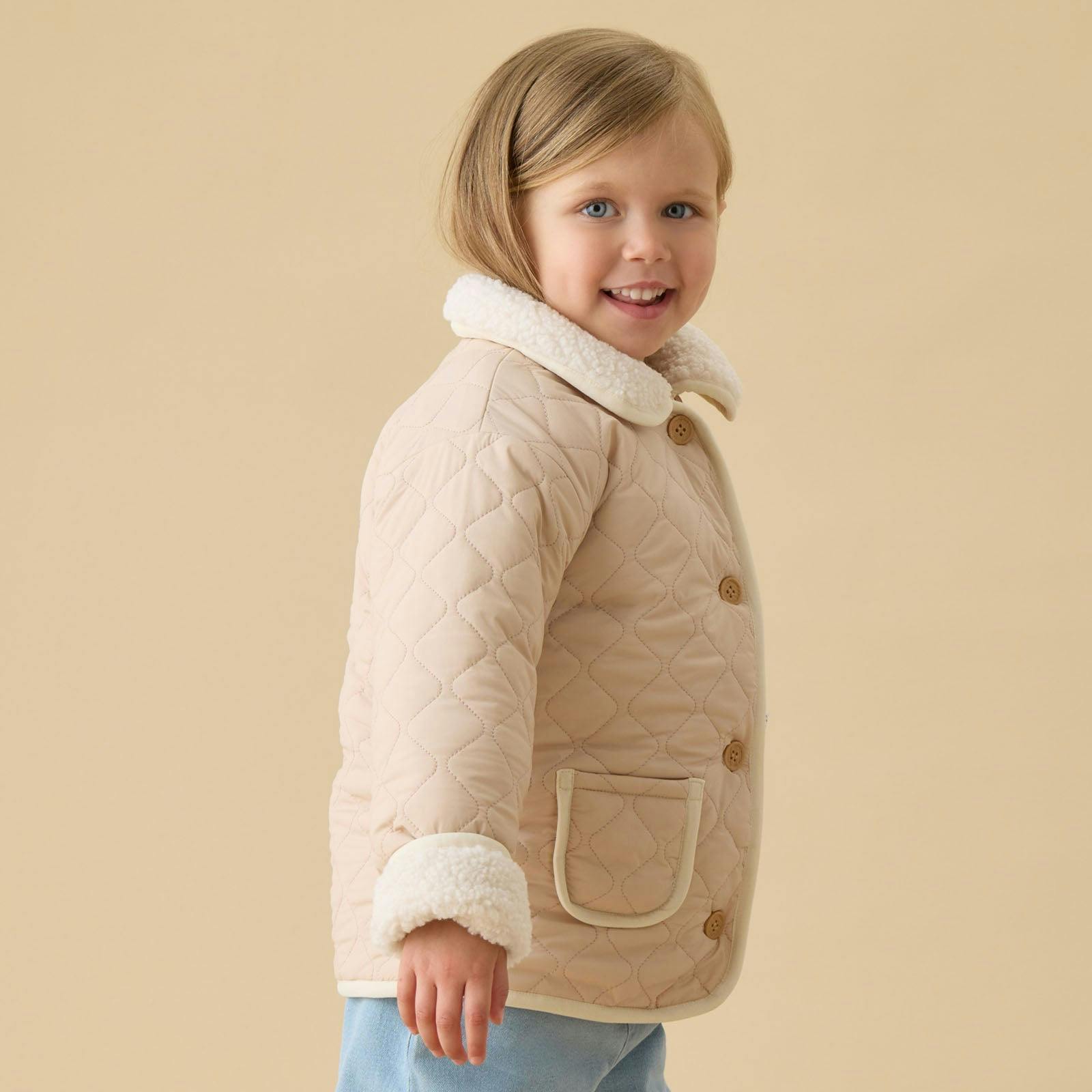 Reversible Recycled Borg Jacket - Taupe & Ecru