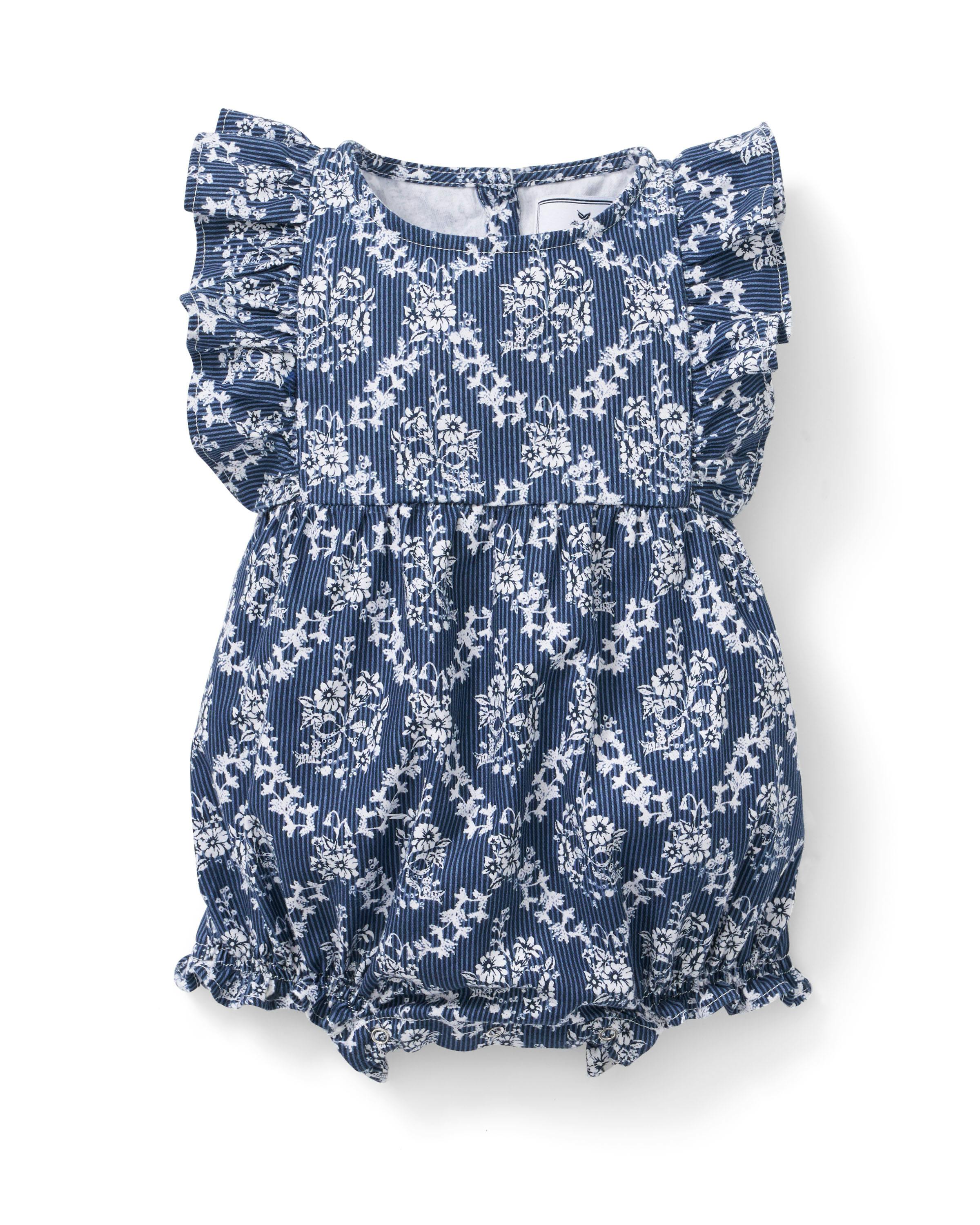Baby's Twill Ruffled Romper in Innkeeper Trellis