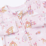 Princess Unicorns and Castle - 2 Way Ruffle Back Zipper Footie