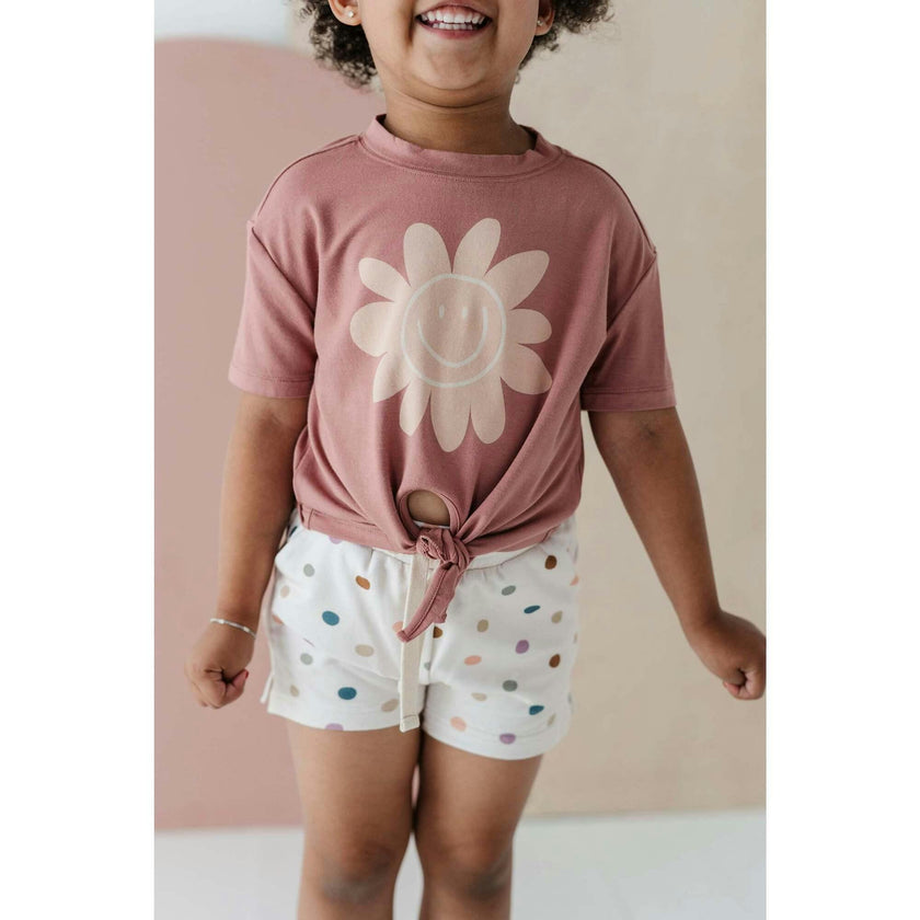 Girl's Tie Front Shirt Heart in Toffee