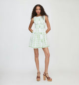 The Cosima Mini Nap Dress - White/Green Arcadia Border