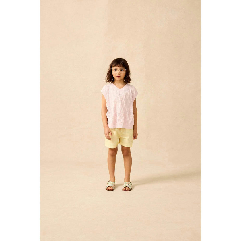 V-Neck Sweater Vest in Pink Check
