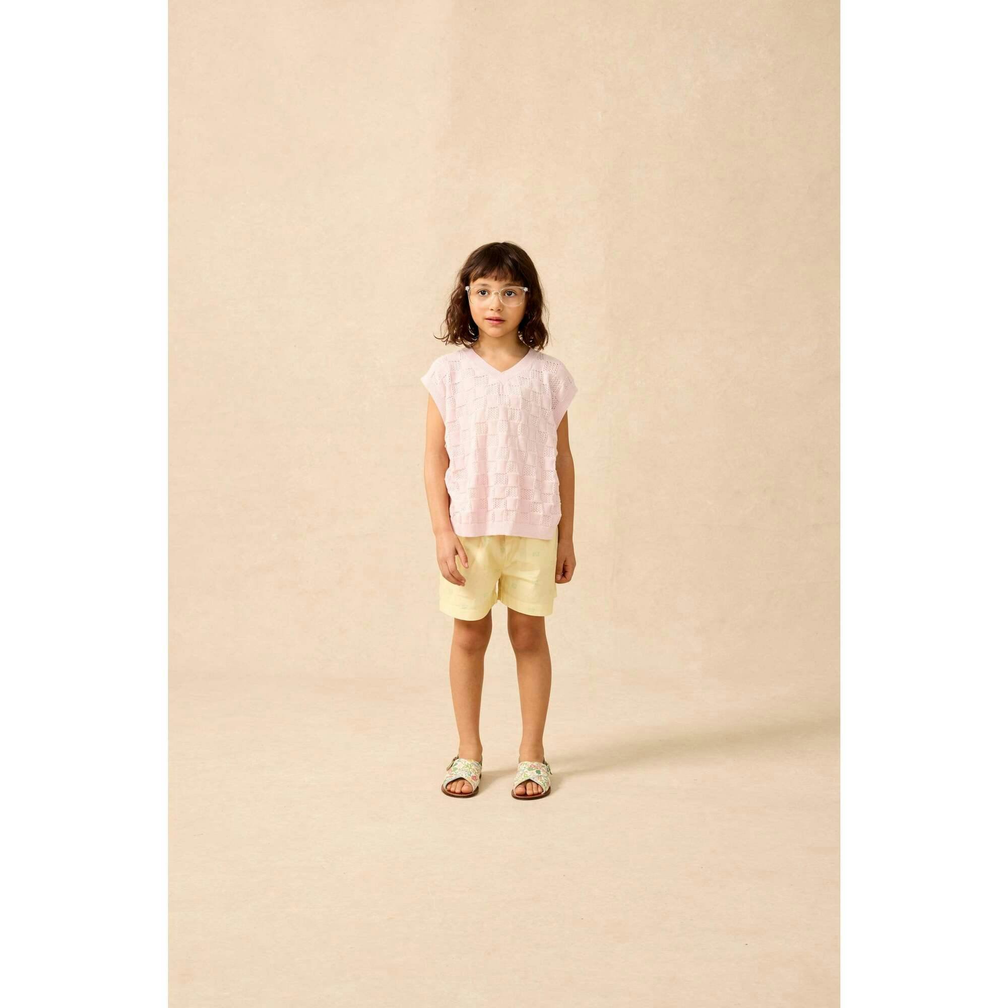 V-Neck Sweater Vest in Pink Check