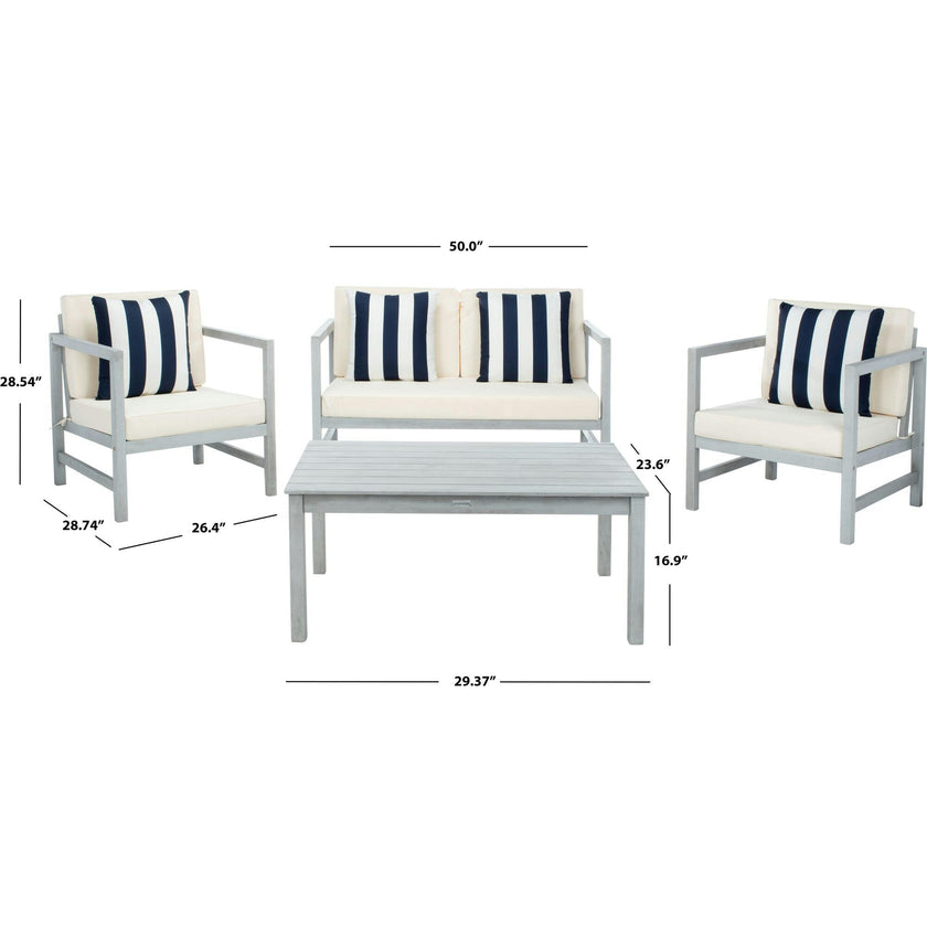 Montez 4-Piece Outdoor Set with Accent Pillows