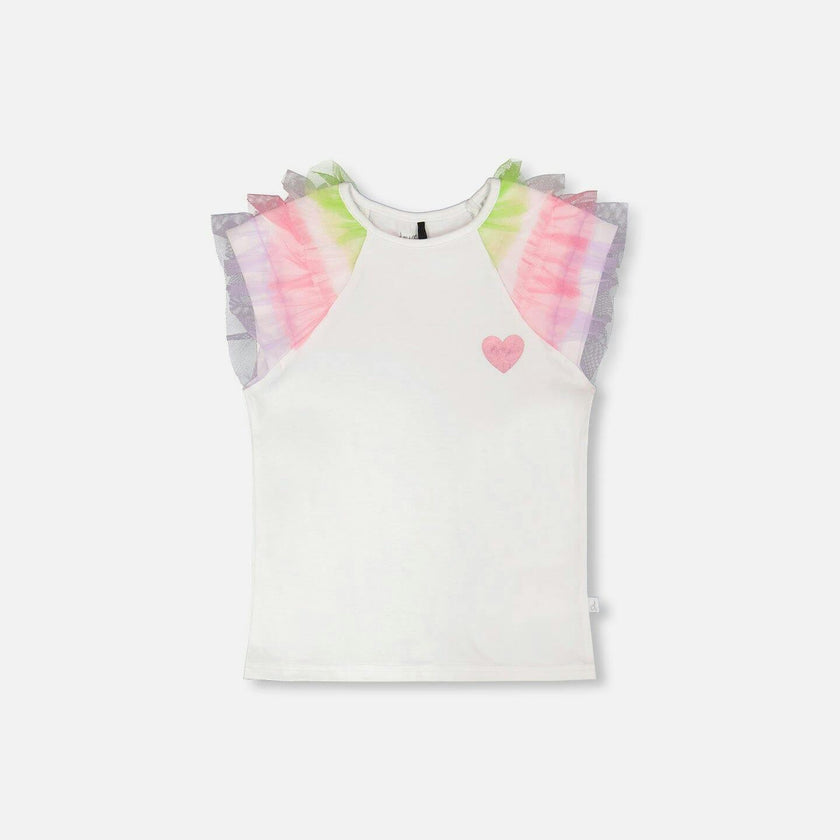 Organic Cotton Jersey T-Shirt With Mesh Sleeves