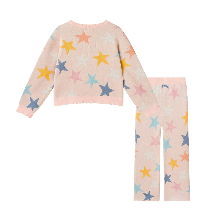 Two-Piece Sweater Set | Pastel Stars - Pink