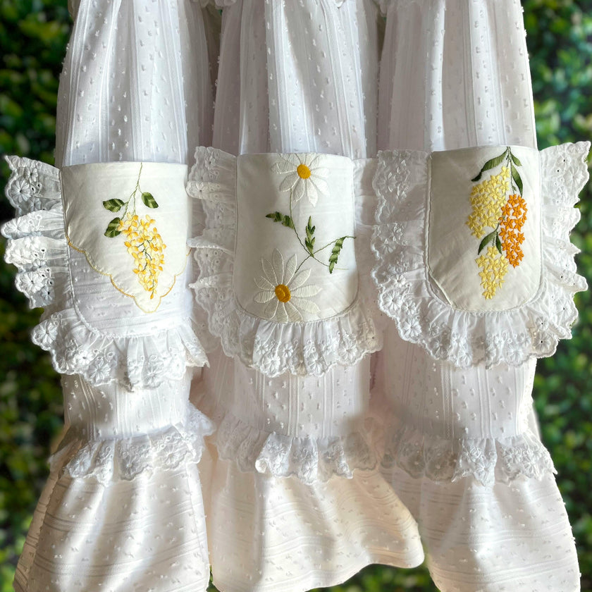 8y Heirloom Handkerchief Dress in Provençal Sunflowers & Daisies