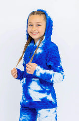 Minky Bubble Zip Hoodie - Blue Tie Dye