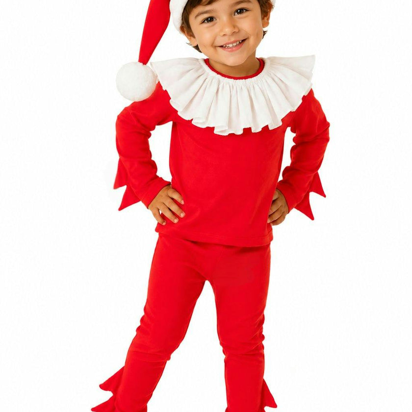 Red Holiday Elf Pajama Costume, Santa Costume